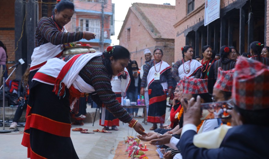 नेवार समुदायमा  म्हः (आत्म) पूजा गरिँदै